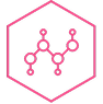 Icono de Mol&eacute;cula de Ceramida en hex&aacute;gono rosa