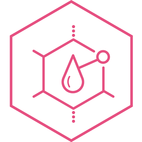 Icono de &Aacute;cido Hialur&oacute;nico en hex&aacute;gono rosa